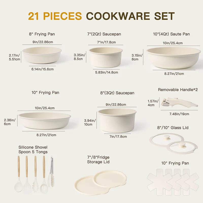 "Cook with style and ease—Astercook 21-piece non-stick ceramic cookware set with smart sensor handles! 🍳✨"