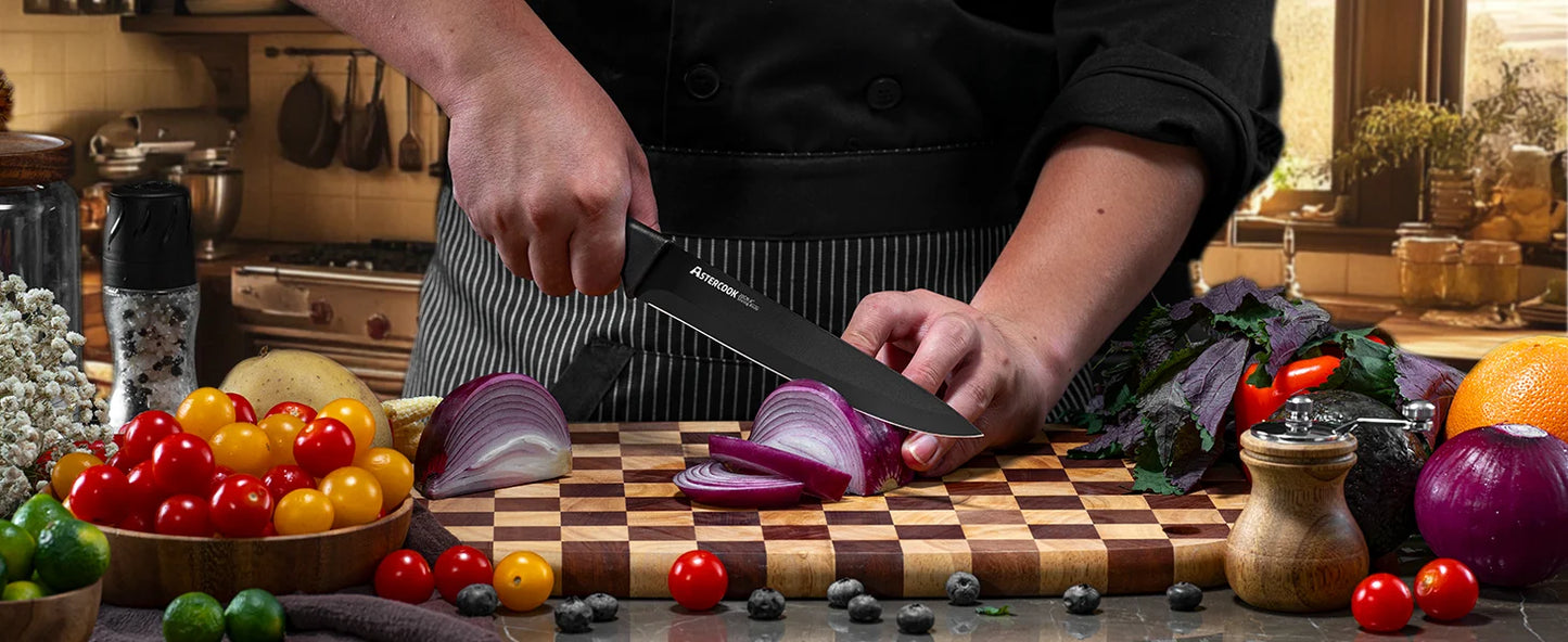 Upgrade your kitchen with the Astercook 15-piece knife set—sharp, durable, and dishwasher safe with a built-in sharpener! 🔪✨