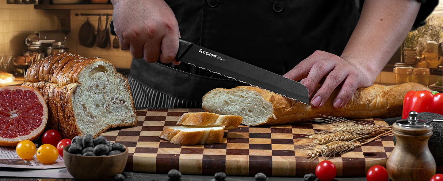 Upgrade your kitchen with the Astercook 15-piece knife set—sharp, durable, and dishwasher safe with a built-in sharpener! 🔪✨