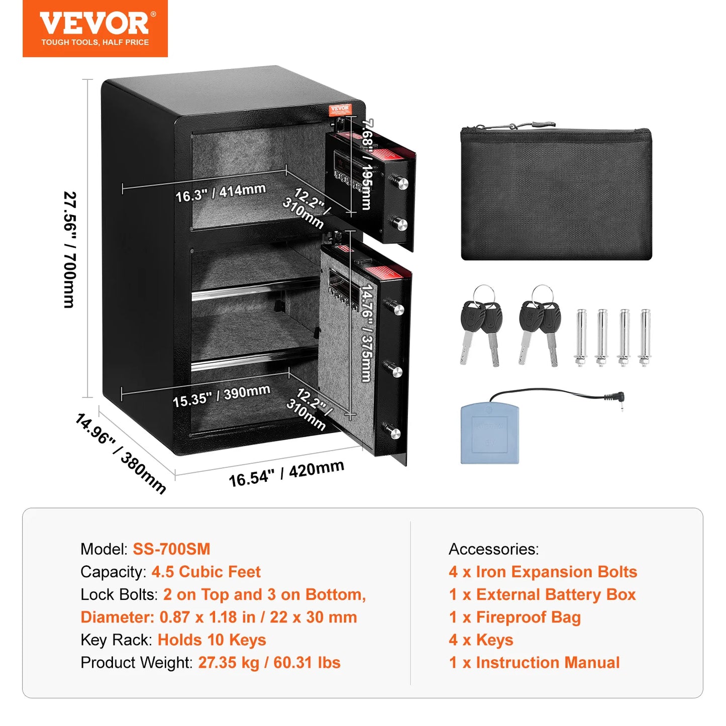 Secure your valuables with VEVOR Safe Box—key, password, and fingerprint protection with added fireproof safety! 🔒🔥