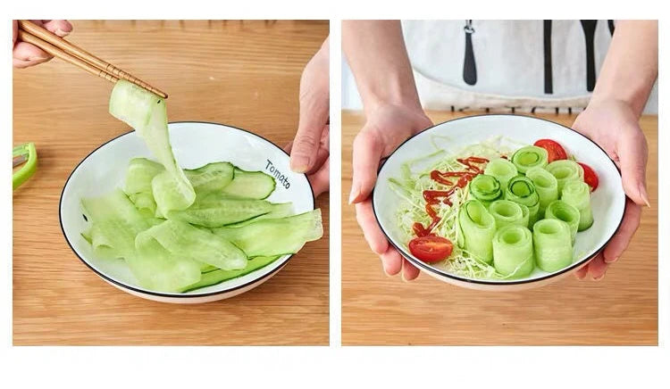 "Slice, grate, and peel with precision—your ultimate kitchen companion for veggies and fruits! 🥔🥕🔪