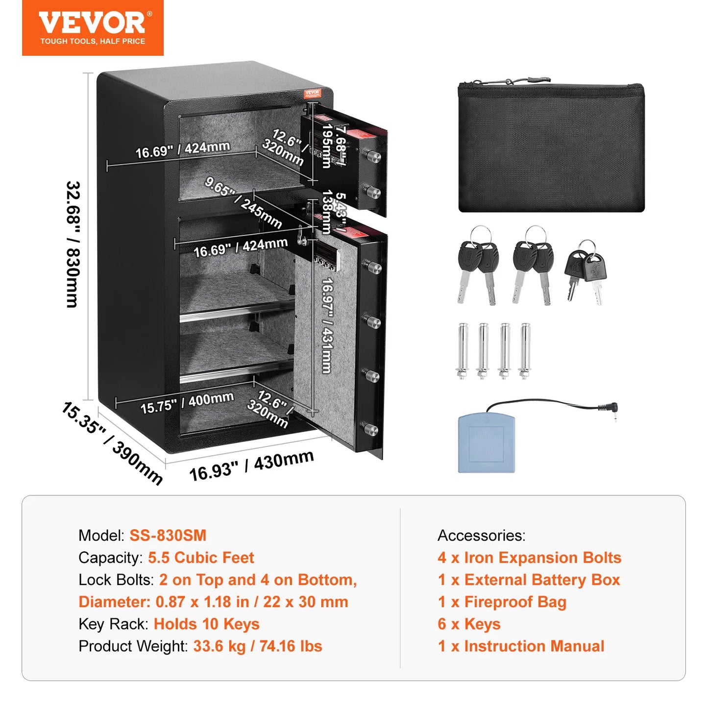 Secure your valuables with VEVOR Safe Box—key, password, and fingerprint protection with added fireproof safety! 🔒🔥