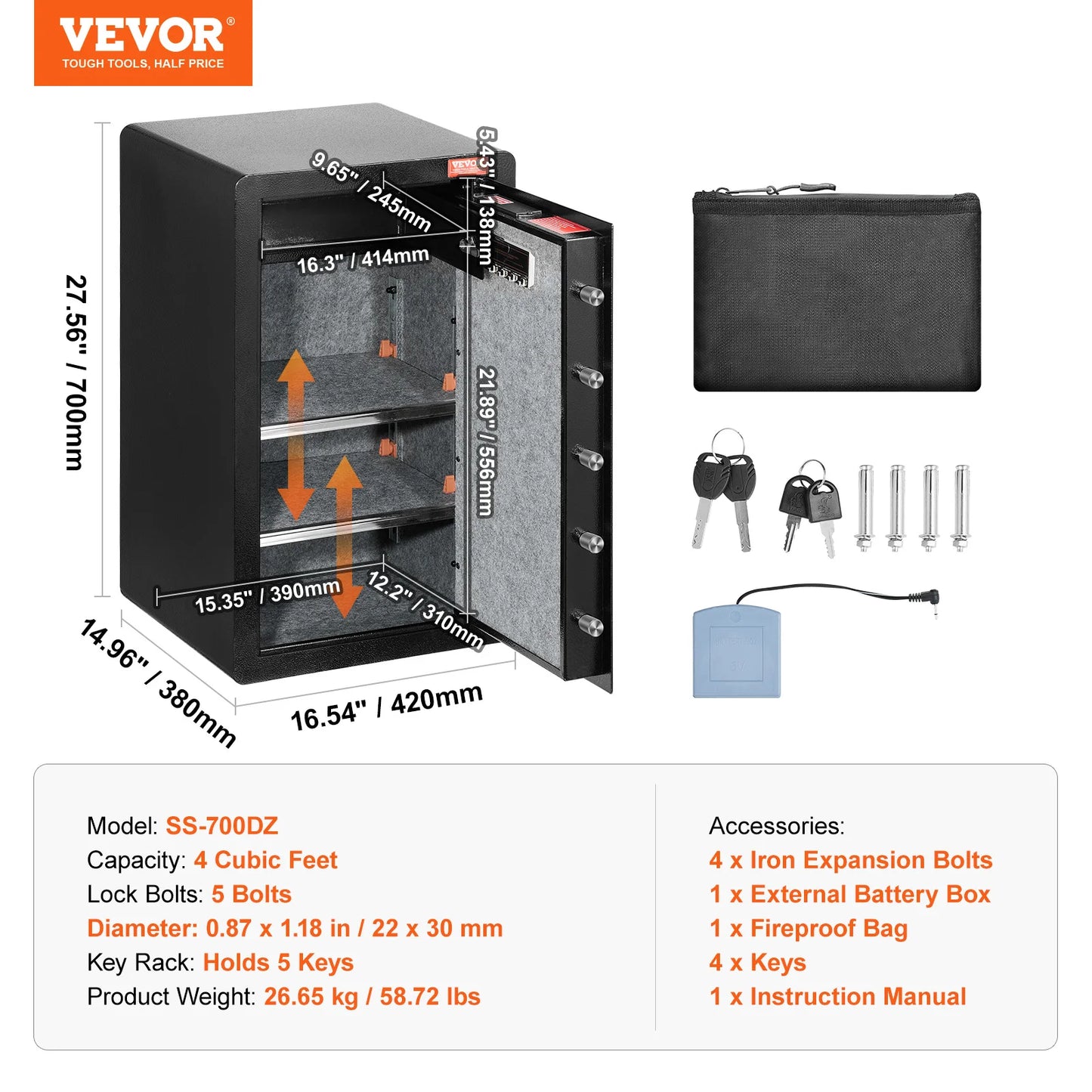 Secure your valuables with VEVOR Safe Box—key, password, and fingerprint protection with added fireproof safety! 🔒🔥