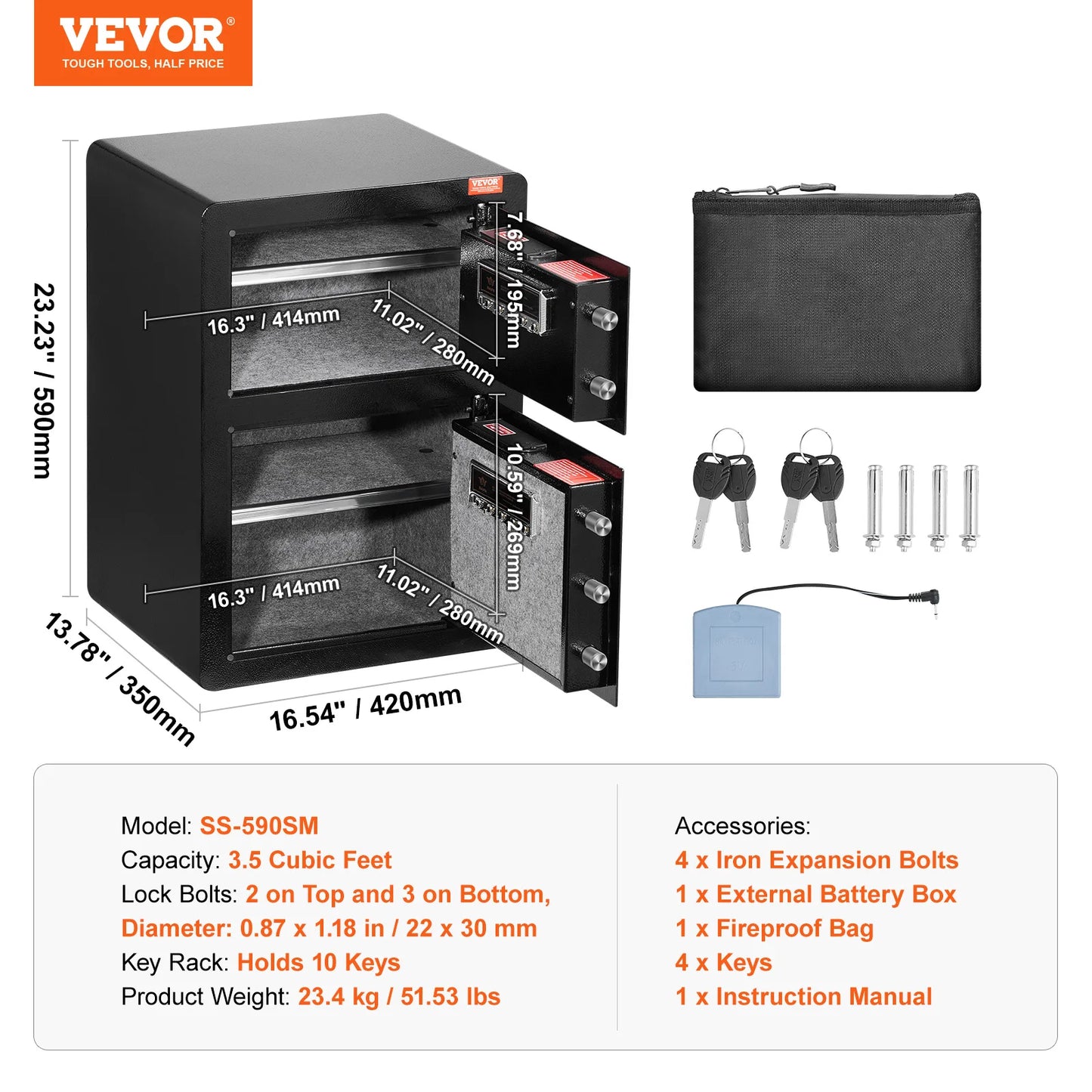 Secure your valuables with VEVOR Safe Box—key, password, and fingerprint protection with added fireproof safety! 🔒🔥