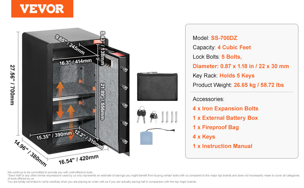 Secure your valuables with VEVOR Safe Box—key, password, and fingerprint protection with added fireproof safety! 🔒🔥