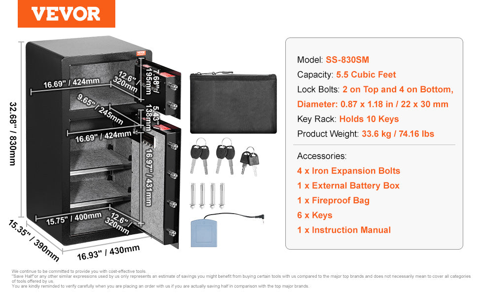 Secure your valuables with VEVOR Safe Box—key, password, and fingerprint protection with added fireproof safety! 🔒🔥