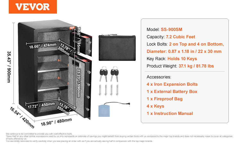 Secure your valuables with VEVOR Safe Box—key, password, and fingerprint protection with added fireproof safety! 🔒🔥