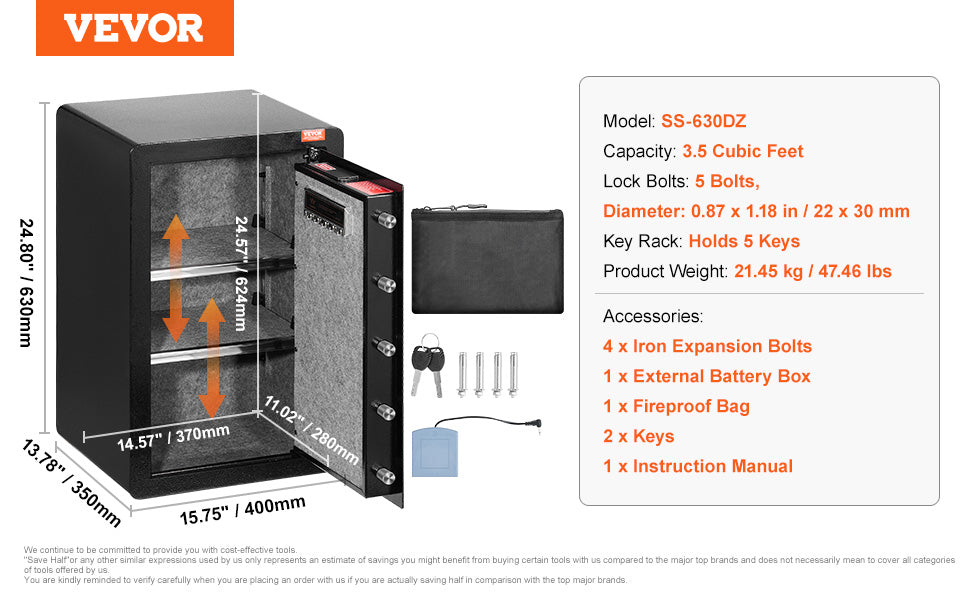 Secure your valuables with VEVOR Safe Box—key, password, and fingerprint protection with added fireproof safety! 🔒🔥