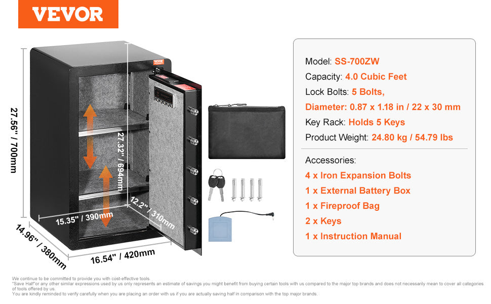 Secure your valuables with VEVOR Safe Box—key, password, and fingerprint protection with added fireproof safety! 🔒🔥