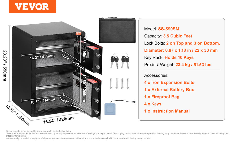 Secure your valuables with VEVOR Safe Box—key, password, and fingerprint protection with added fireproof safety! 🔒🔥