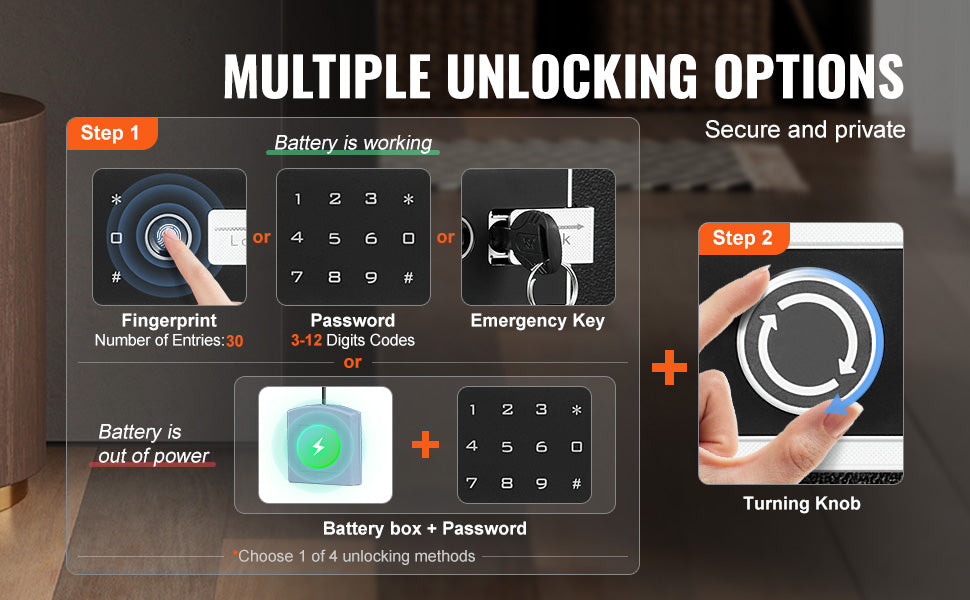Secure your valuables with VEVOR Safe Box—key, password, and fingerprint protection with added fireproof safety! 🔒🔥
