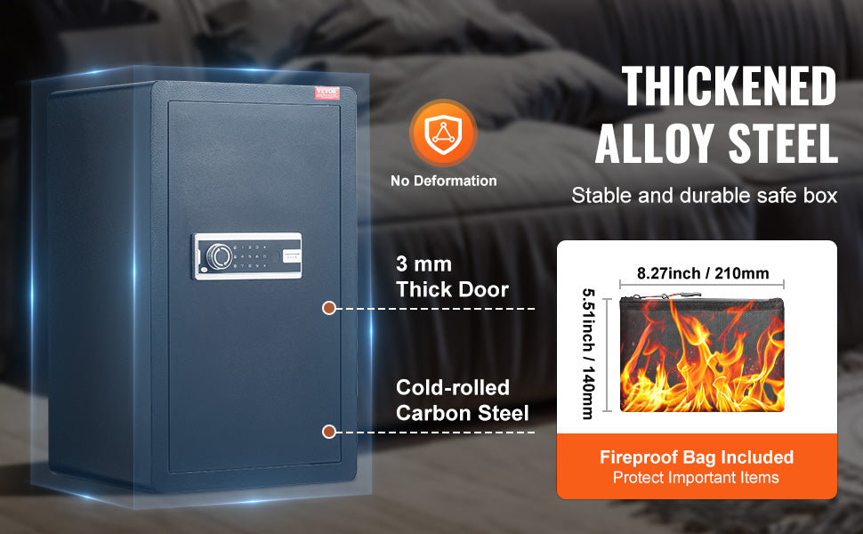 Secure your valuables with VEVOR Safe Box—key, password, and fingerprint protection with added fireproof safety! 🔒🔥